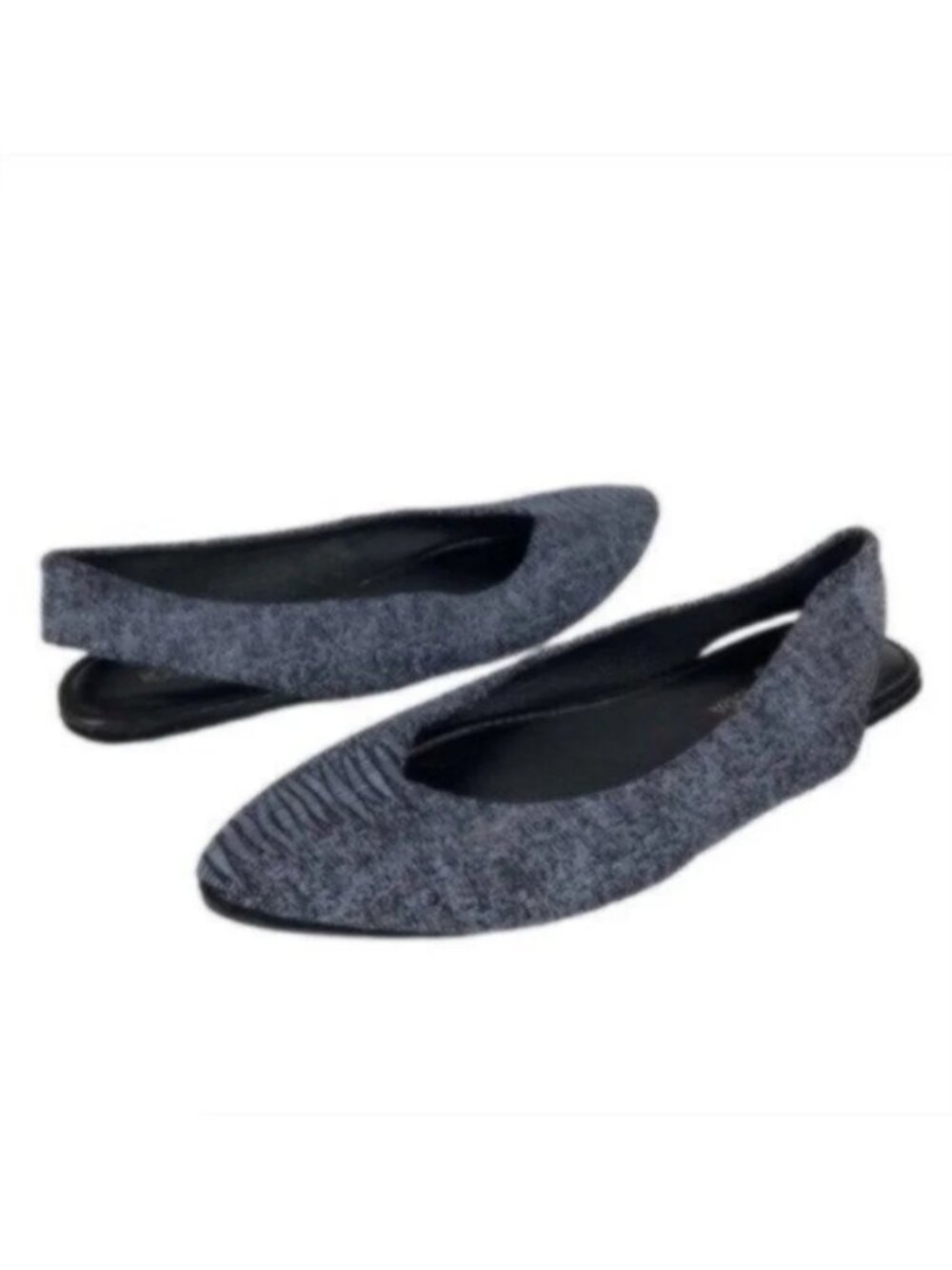 Yosi Samra Blue & Grey Pointy Toe Slingback Flats 8